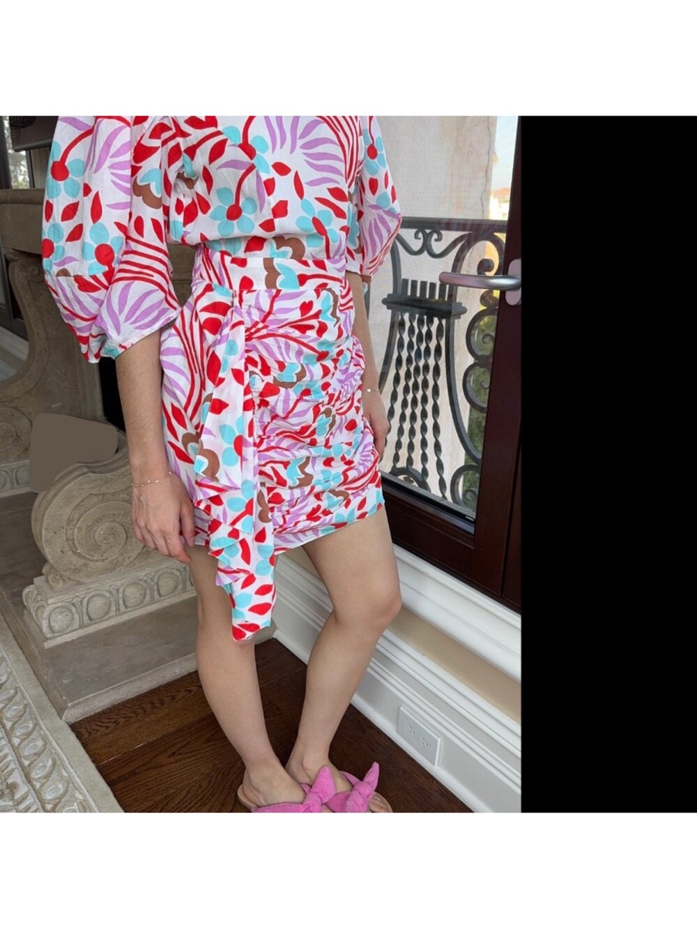RHODE Pia Mini Dress Lago Vine Pink Red Floral 4 NWOT - Picture 5 of 16